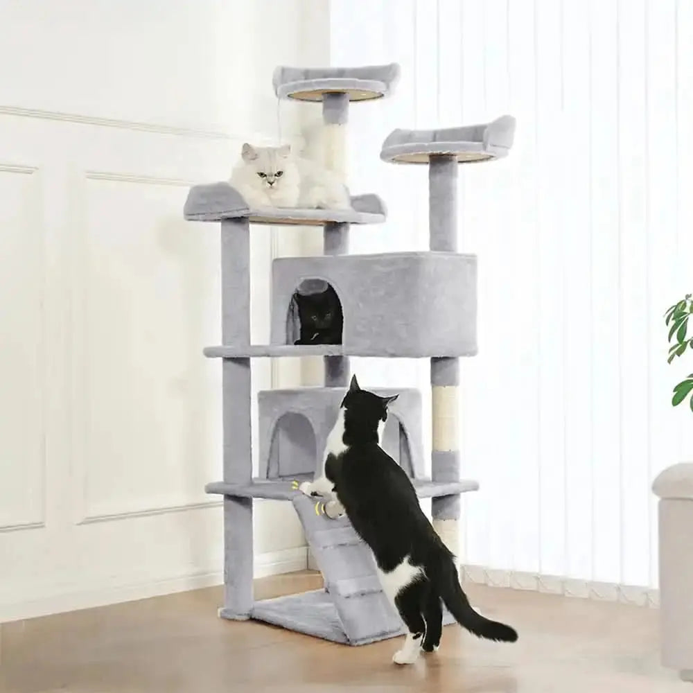 Sturdy Plush Multi-Level Cat Tree Tower with Cozy Condos & Scratching Posts Tektoty
