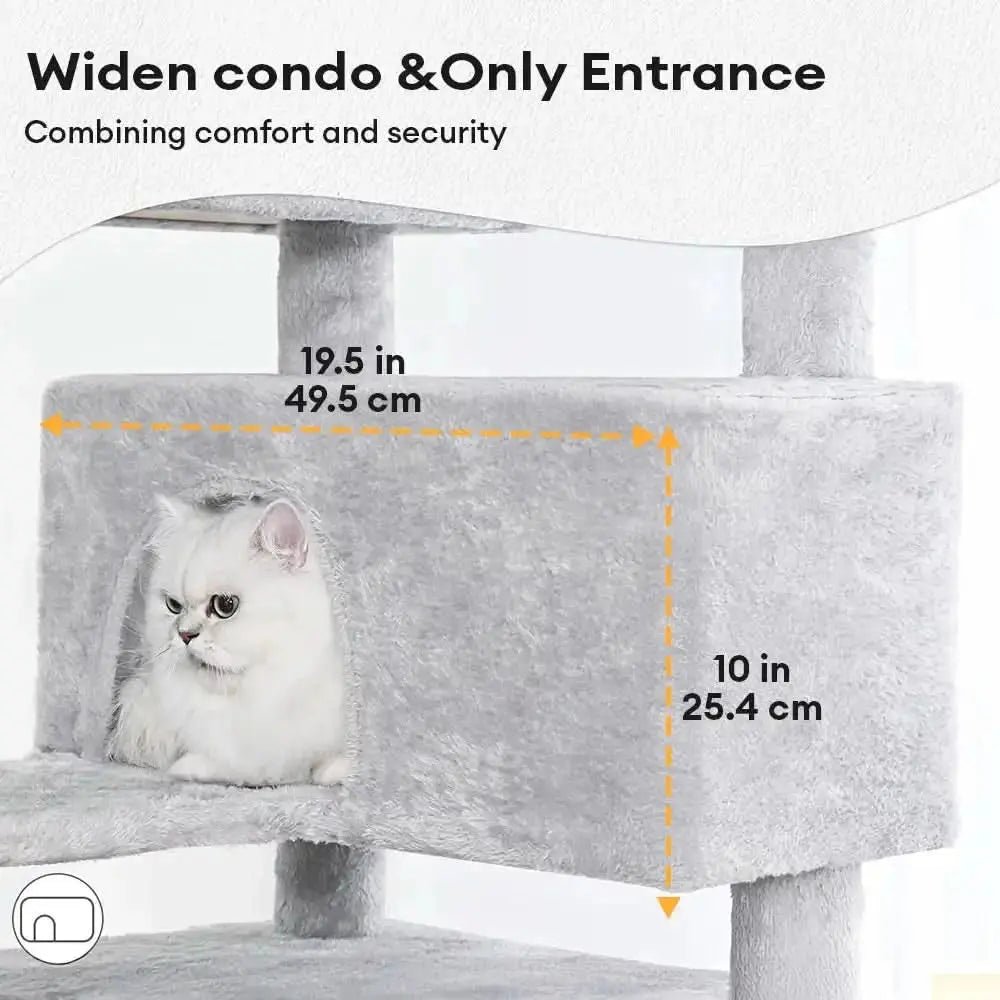 Sturdy Plush Multi-Level Cat Tree Tower with Cozy Condos & Scratching Posts Tektoty