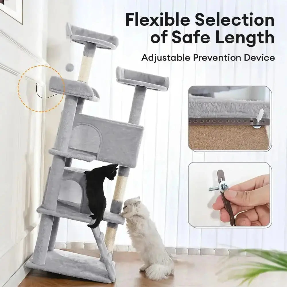 Sturdy Plush Multi-Level Cat Tree Tower with Cozy Condos & Scratching Posts Tektoty