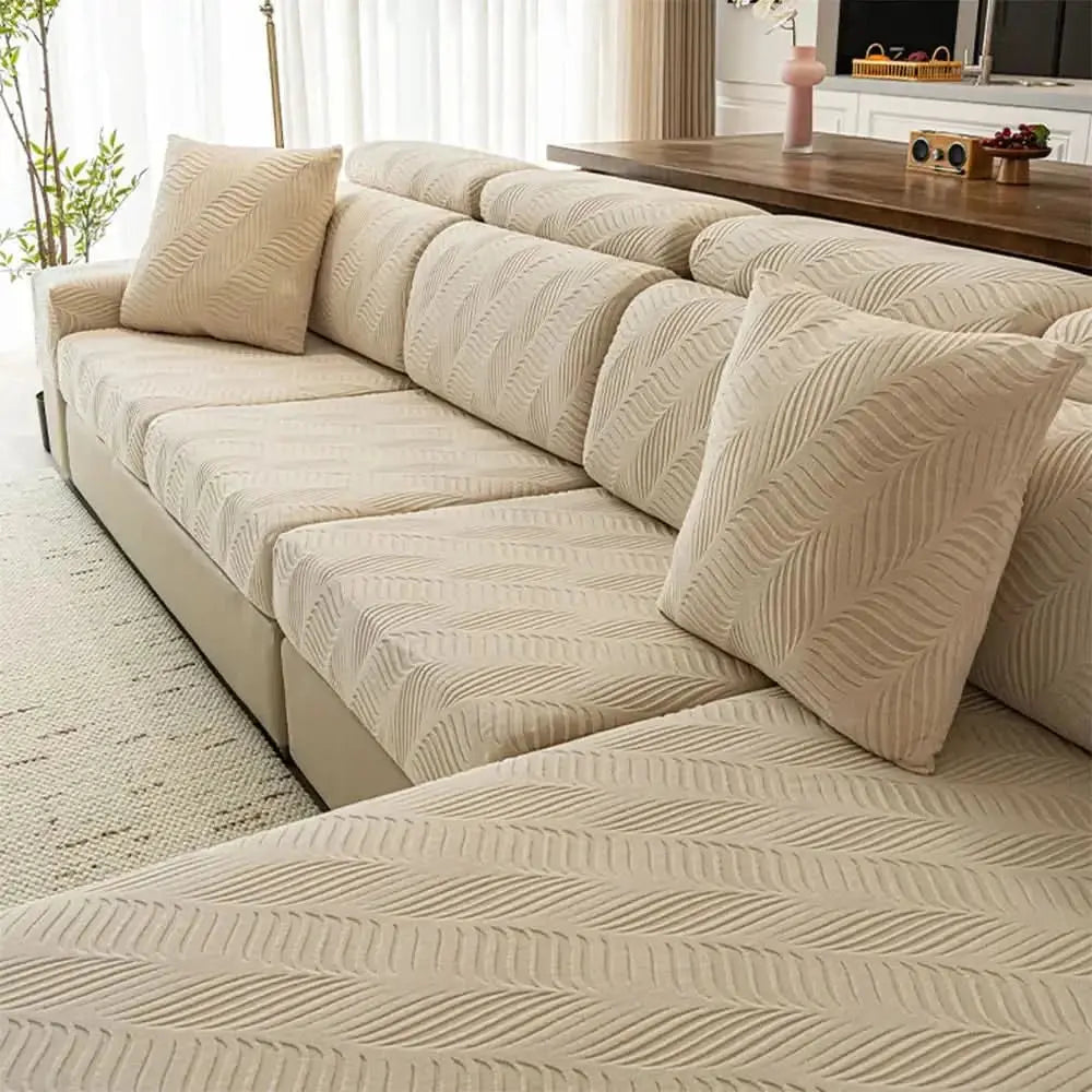 Wave Jacquard Polar Fleece Antistatic Protection Full Wrap Couch Cover Tektoty