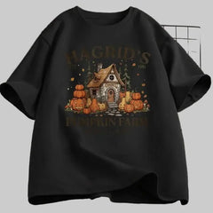 Hagrid's Pumpkin Farm T-Shirt | Women's Fall Season Retro Graphic Tee | Magically Grown Cotton Short Sleeve Tektoty