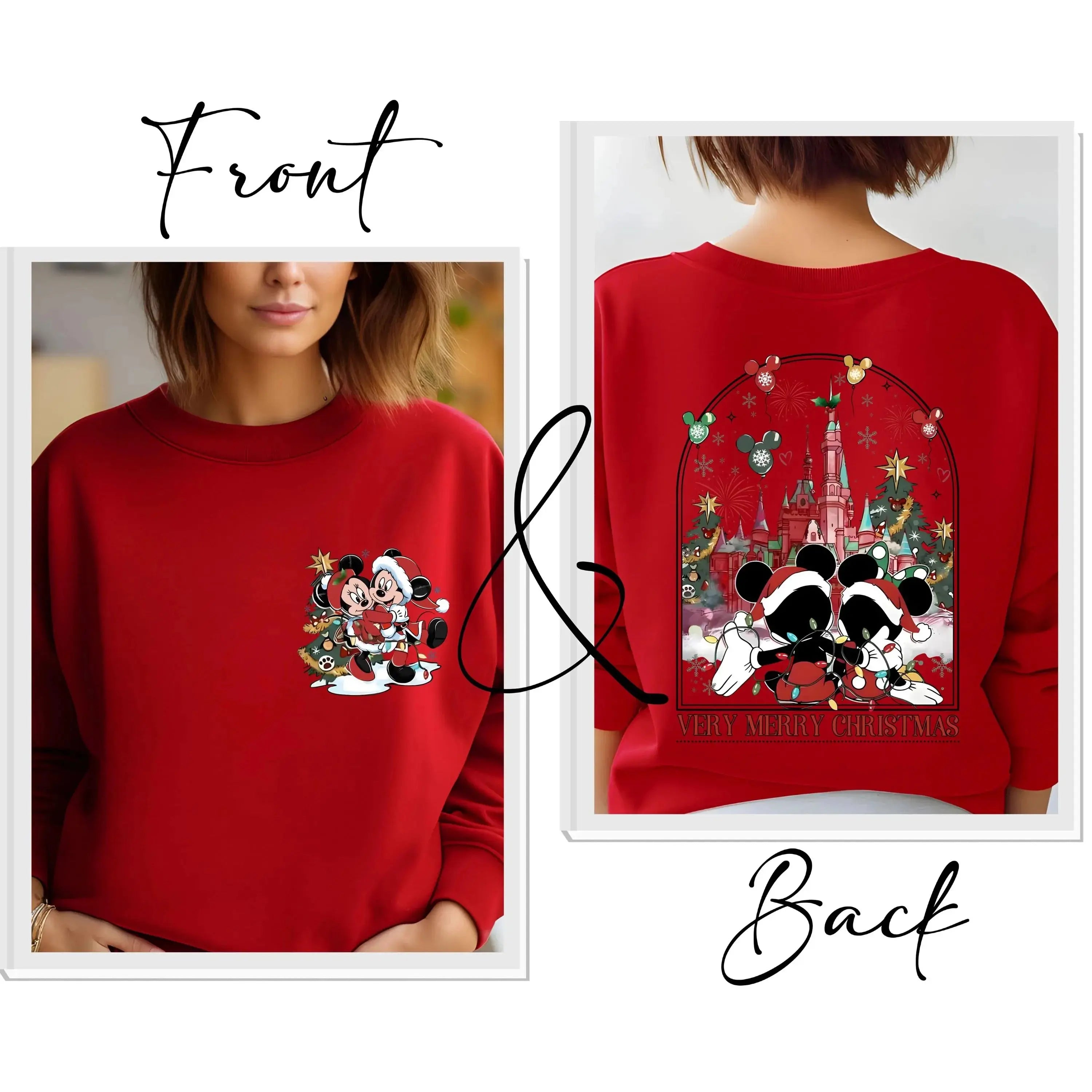 Mickey Minnie Couple Christmas Sweatshirt Mickey's Very Merry Christmas Party Disneyland Castle Sweatshirt Tektoty