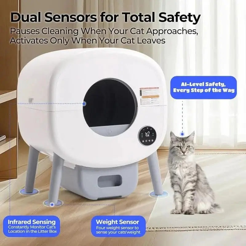 Smart Automatic Litter Box for Cats | XL Size, App-Controlled, & Odor Elimination Tektoty