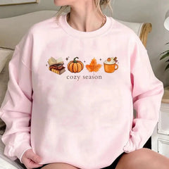 Cozy Season Sweatshirt - Fall Pumpkin Spice Coffee & Books Lover Pullover - Women's Tektoty