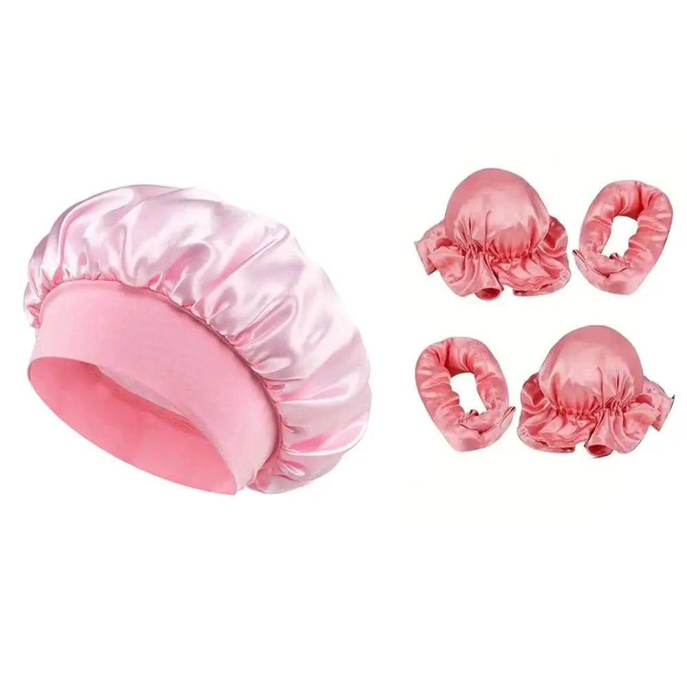 No Heat Hair Curler And Satin Sleeping Cap Set Heatless Hair Curling Headband Hair Claw Clip Hair Rings Soft Sleeping Hat Salon Tektoty