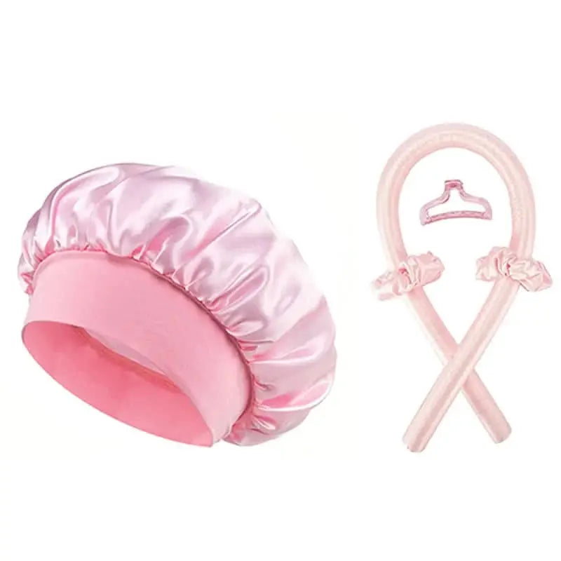 No Heat Hair Curler And Satin Sleeping Cap Set Heatless Hair Curling Headband Hair Claw Clip Hair Rings Soft Sleeping Hat Salon Tektoty