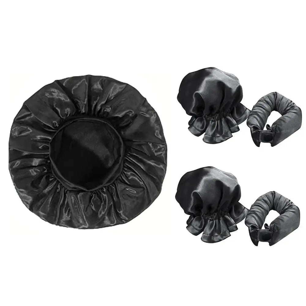 No Heat Hair Curler And Satin Sleeping Cap Set Heatless Hair Curling Headband Hair Claw Clip Hair Rings Soft Sleeping Hat Salon Tektoty