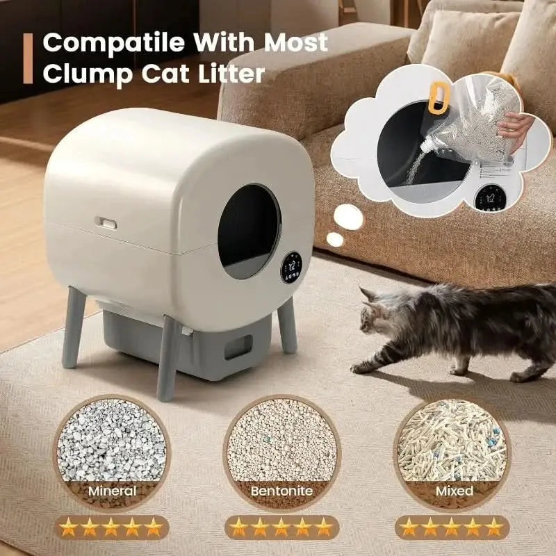 Smart Automatic Litter Box for Cats | XL Size, App-Controlled, & Odor Elimination Tektoty