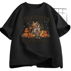 Hagrid's Pumpkin Farm T-Shirt | Women's Fall Season Retro Graphic Tee | Magically Grown Cotton Short Sleeve Tektoty