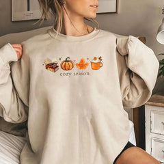 Cozy Season Sweatshirt - Fall Pumpkin Spice Coffee & Books Lover Pullover - Women's Tektoty