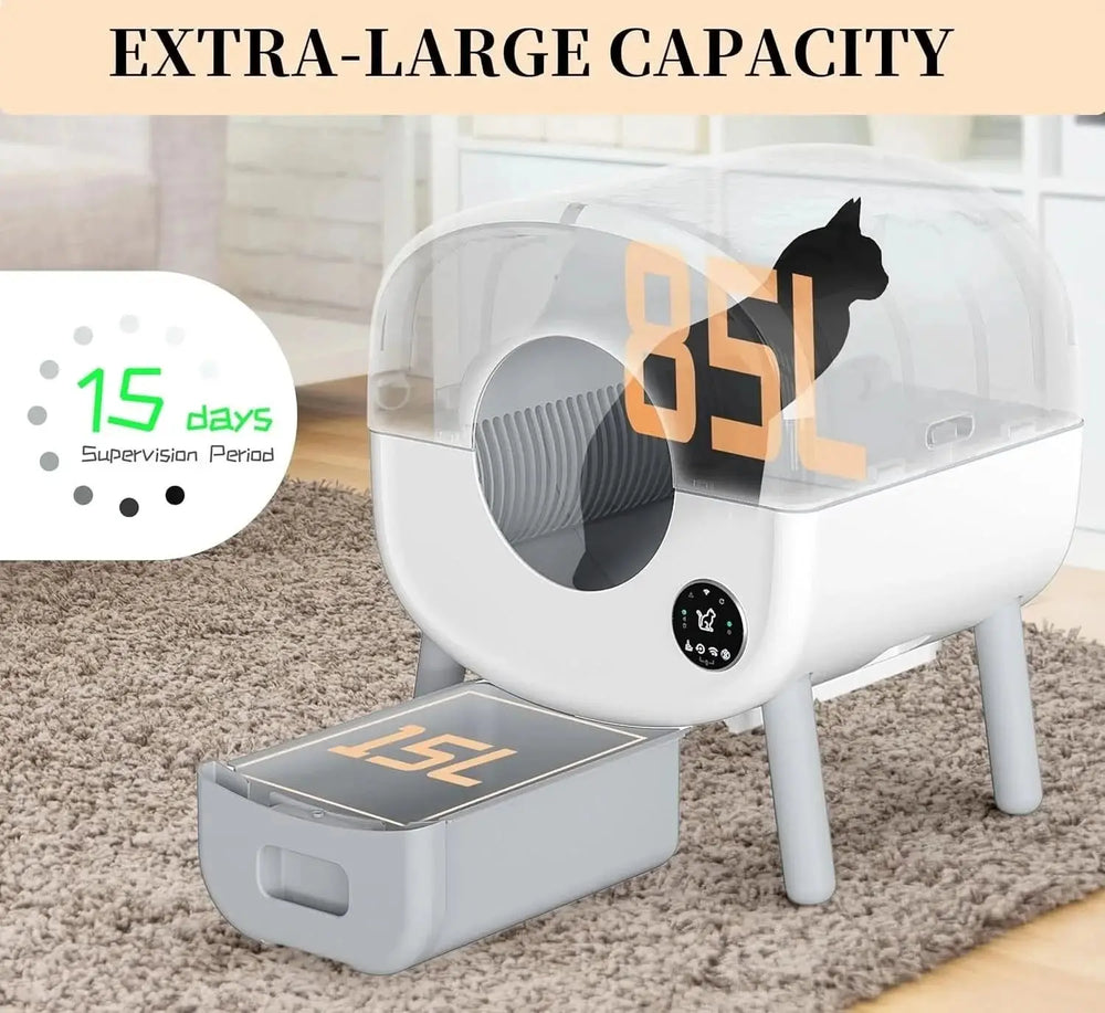 Smart Automatic Litter Box for Cats | XL Size, App-Controlled, & Odor Elimination Tektoty
