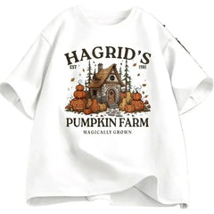 Hagrid's Pumpkin Farm T-Shirt | Women's Fall Season Retro Graphic Tee | Magically Grown Cotton Short Sleeve Tektoty