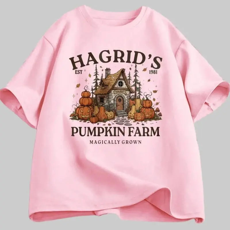 Hagrid's Pumpkin Farm T-Shirt | Women's Fall Season Retro Graphic Tee | Magically Grown Cotton Short Sleeve Tektoty