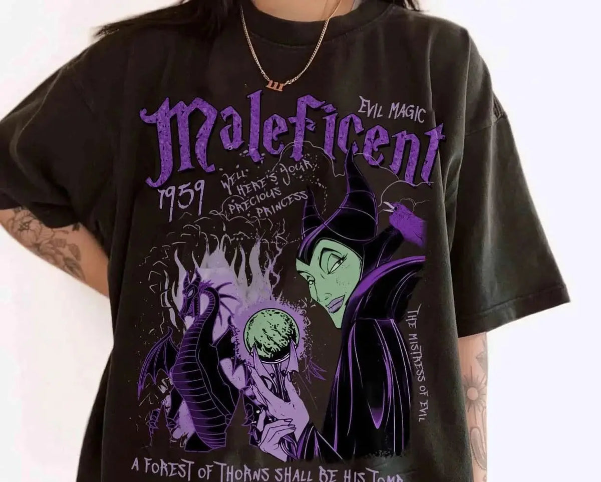 Retro Comfort Colors Maleficent Shirt Halloween Villains T-Shirt Maleficent Witch Sweatshirt Disney Halloween 2025 Shirt Tektoty