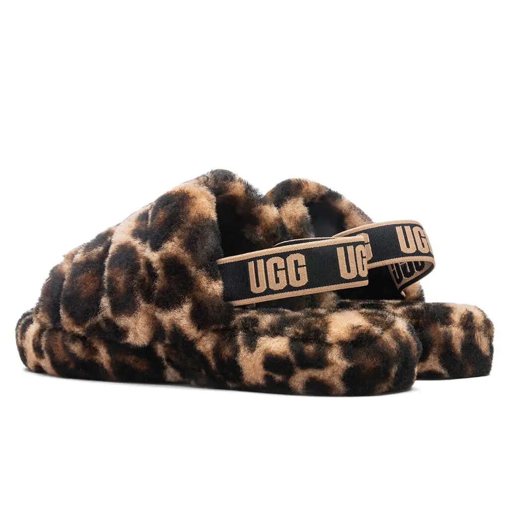 Kids Fluff Yeah Slide Panther Print - Butterscotch Tektoty