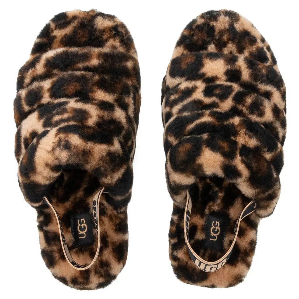 Kids Fluff Yeah Slide Panther Print - Butterscotch Tektoty