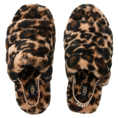 Kids Fluff Yeah Slide Panther Print - Butterscotch Tektoty