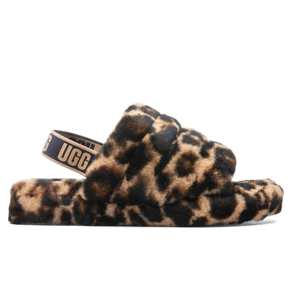 Kids Fluff Yeah Slide Panther Print - Butterscotch Tektoty