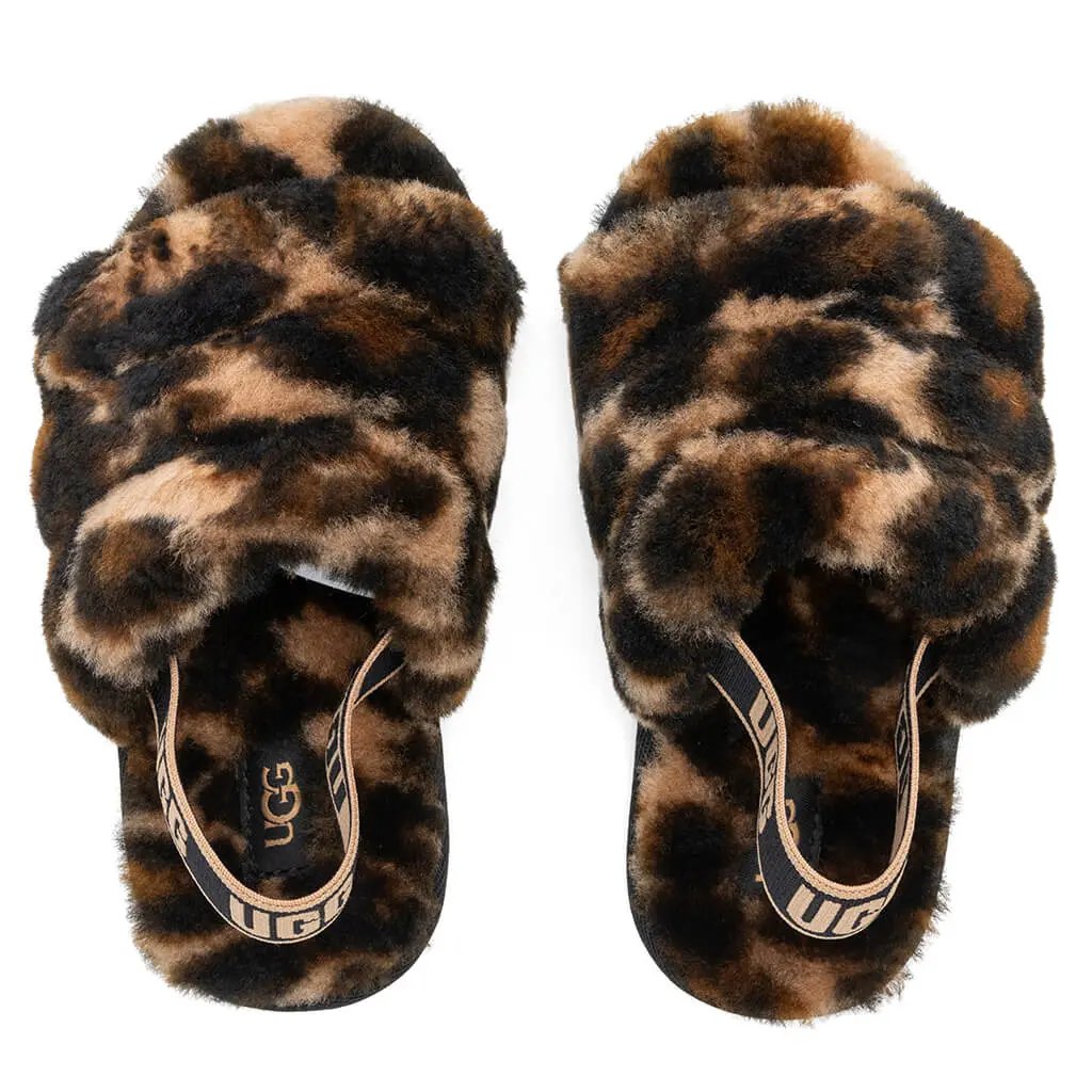 Toddlers Fluff Yeah Slide Panther Print - Butterscotch Tektoty