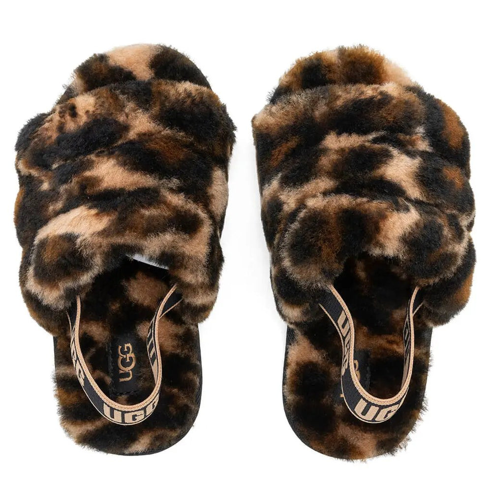 Toddlers Fluff Yeah Slide Panther Print - Butterscotch Tektoty