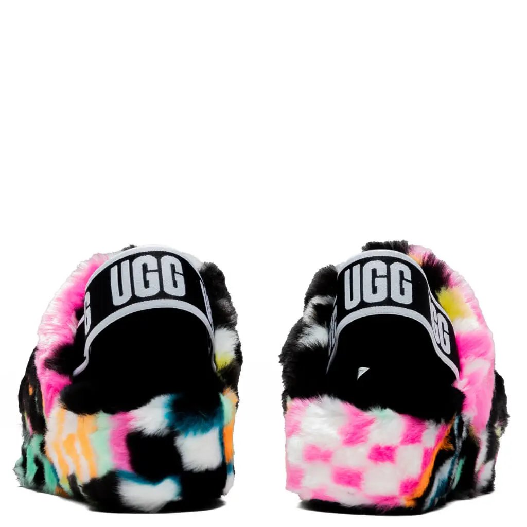 Women's Fluff Yeah Checks Slide - Black/Multi Tektoty