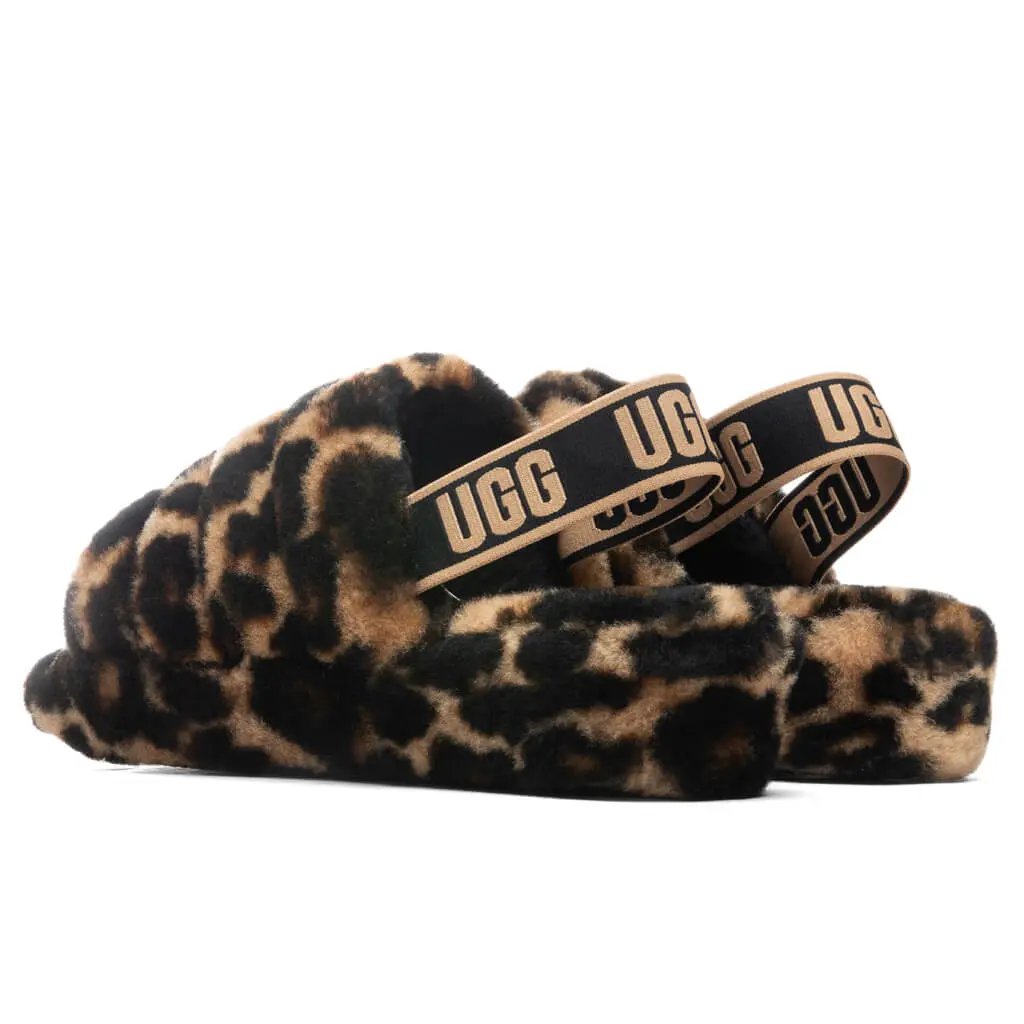 Women's Fluff Yeah Slide Panther Print - Butterscotch Tektoty