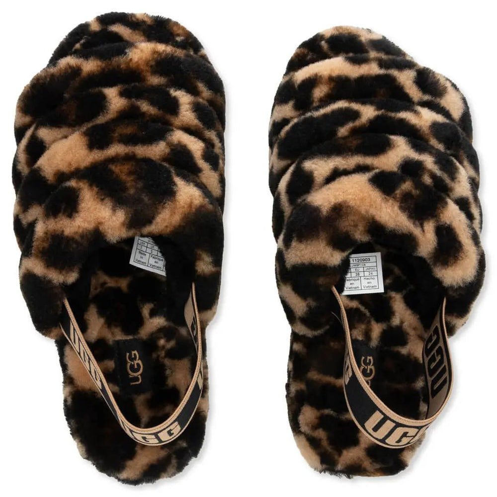 Women's Fluff Yeah Slide Panther Print - Butterscotch Tektoty