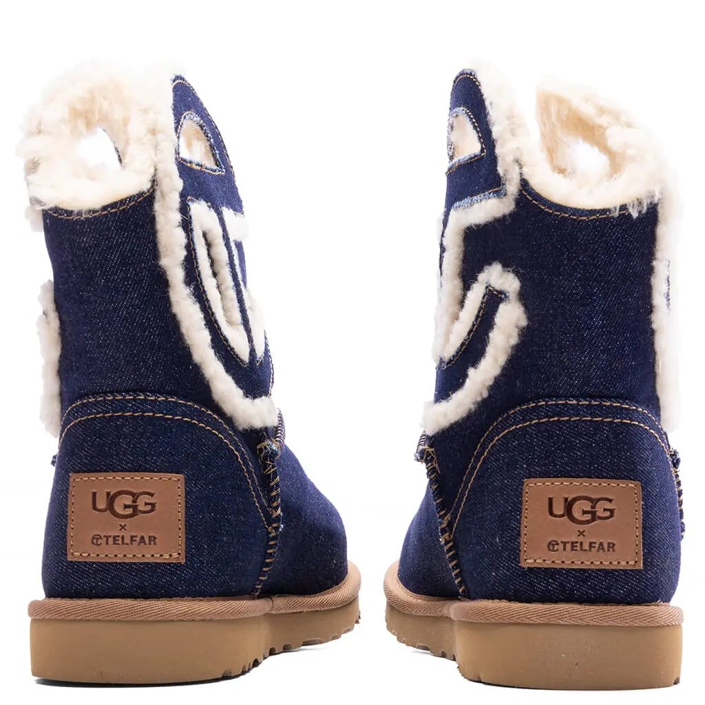 UGG x Telfar Logo Mini Boot - Indigo Denim Tektoty