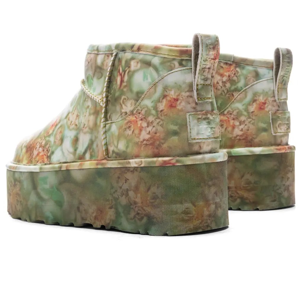UGG x Collina Strada Classic Ultra Mini Platform - Green Floral Tektoty