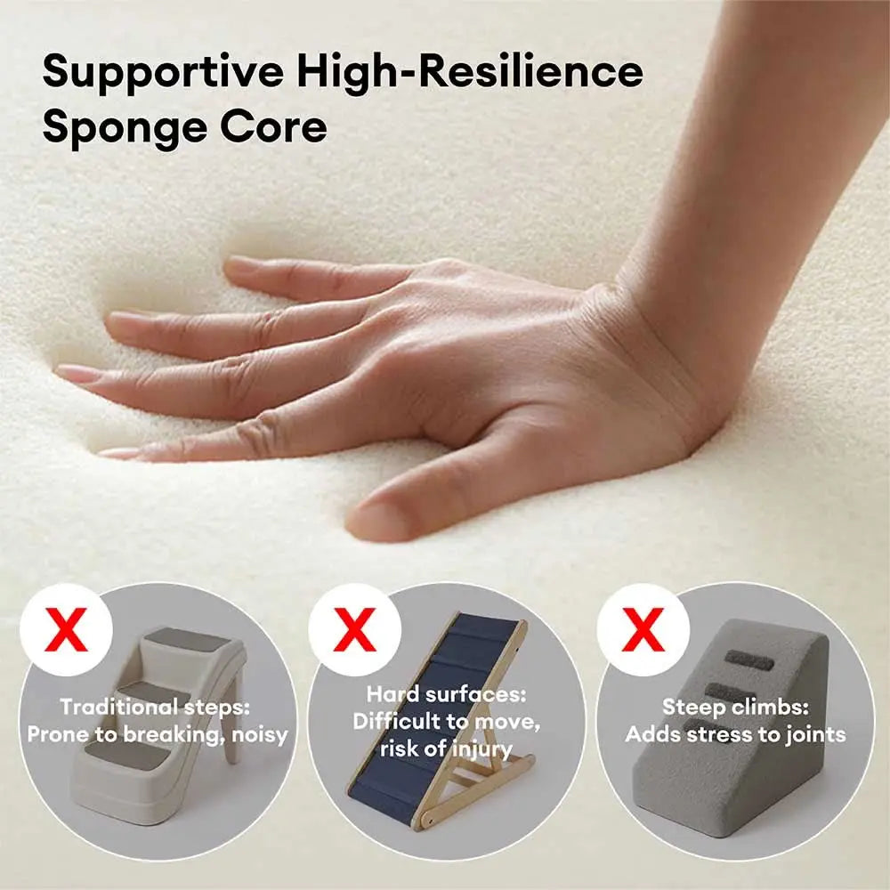 Plush Plaid High-Density Sponge Removable Pet Ramp Stairs - ComfyClimb Tektoty