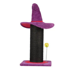 Wizard Hat Cat Scratching Post With Spring Ball Toy For Indoor Cats, Halloween Spooky Cat Scratcher, Purple Tektoty