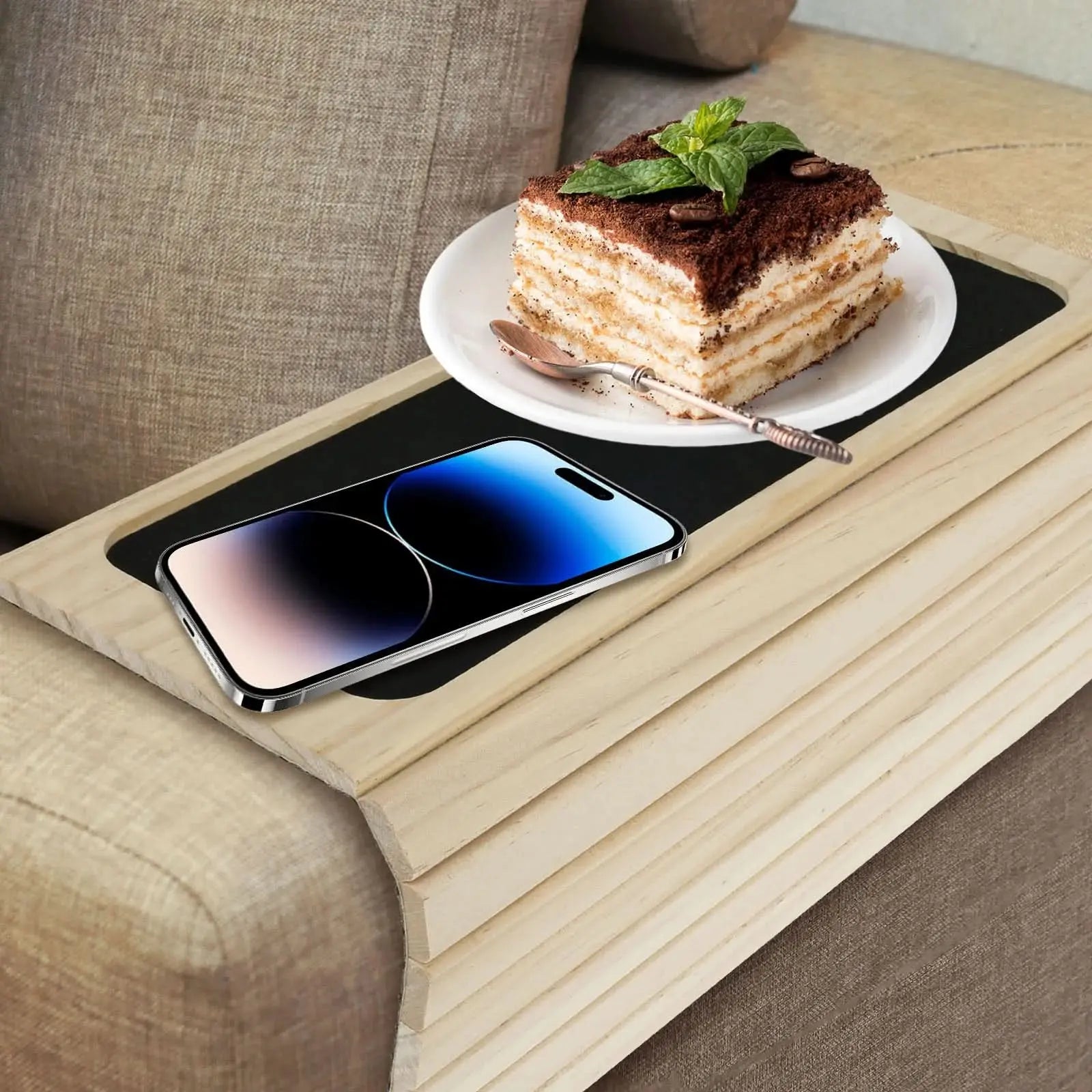 Bamboo Sofa Cup Holder Tray Tektoty