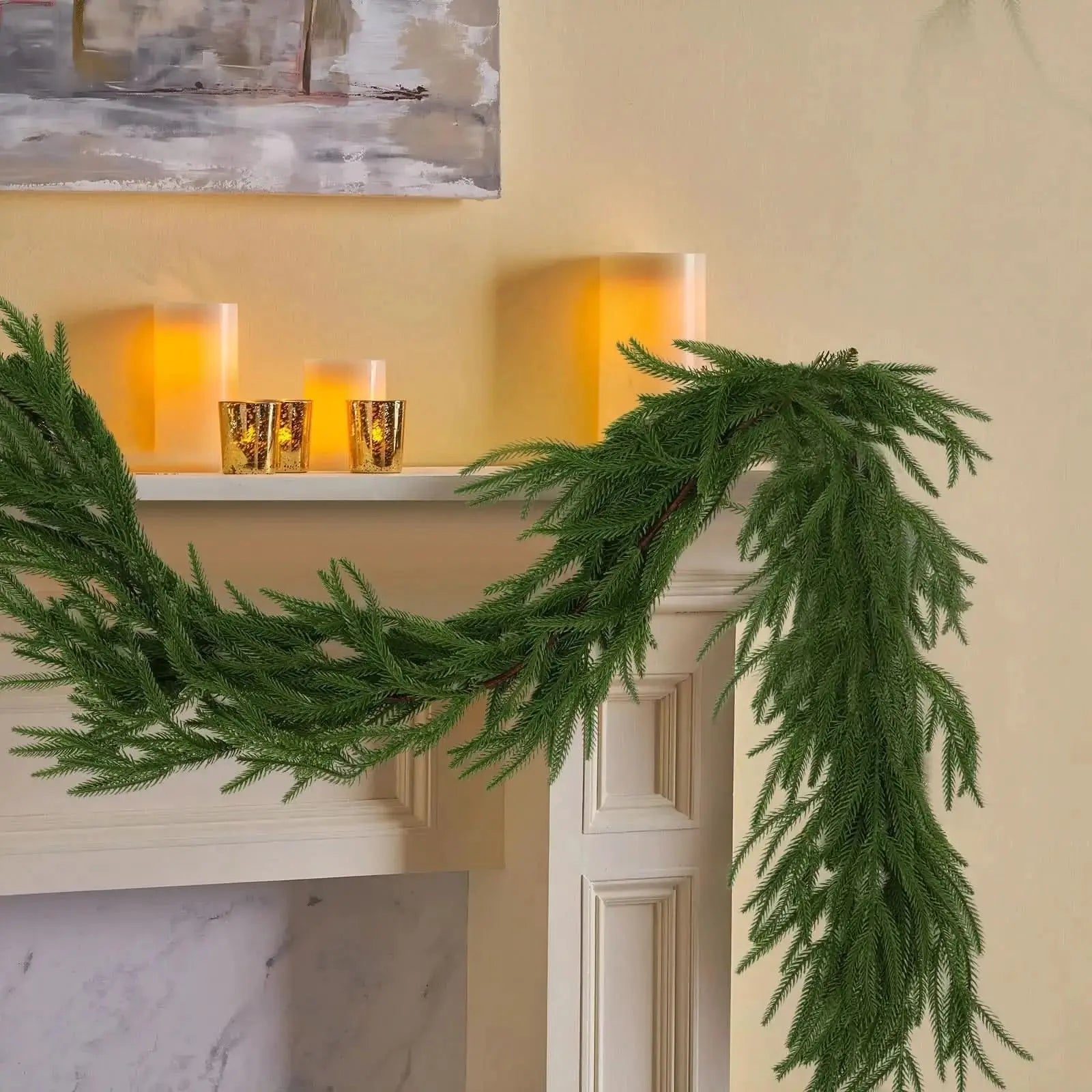 Real Touch Pine Garlands|6 FT Artificial Cedar Garlands –Realistic Touch Winter Greenery Tektoty