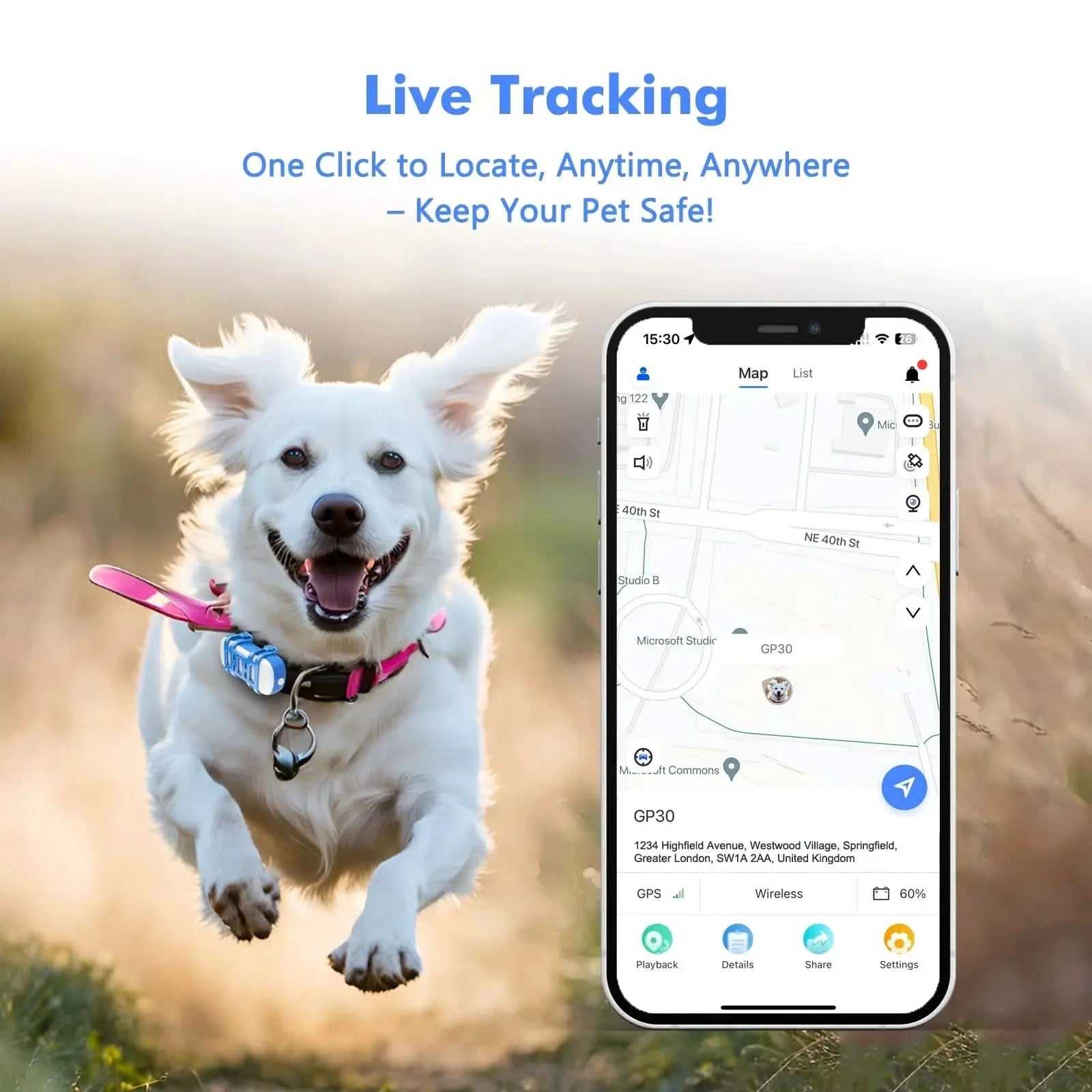 Smart Pet Tracker with App Tektoty
