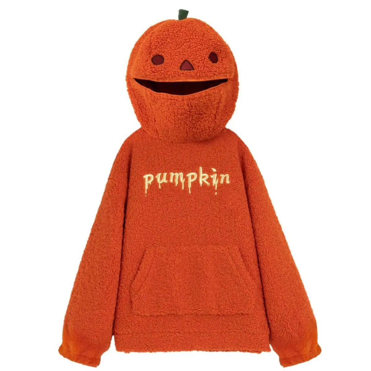 Women's Halloween Pumpkin Sweatshirt, Loose Fleece Hoodie for Autumn, Orange Tektoty