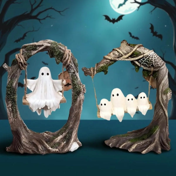 Charming Ghost Tree Swing Statue