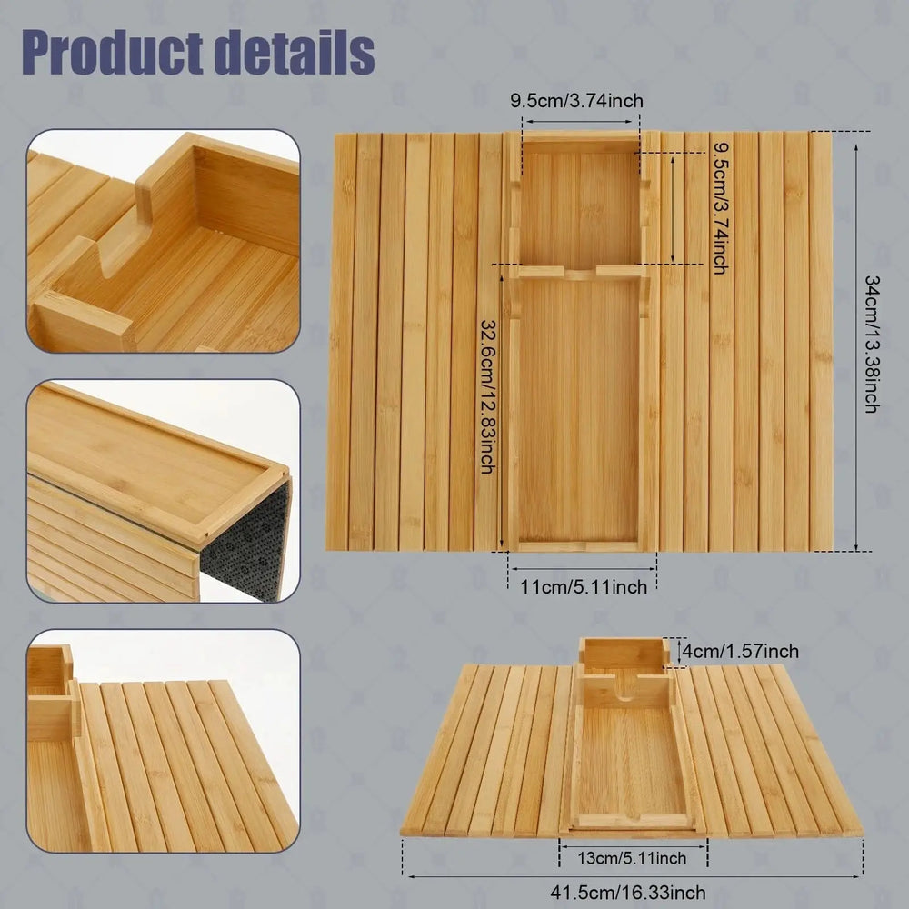 Bamboo Sofa Cup Holder Tray Tektoty