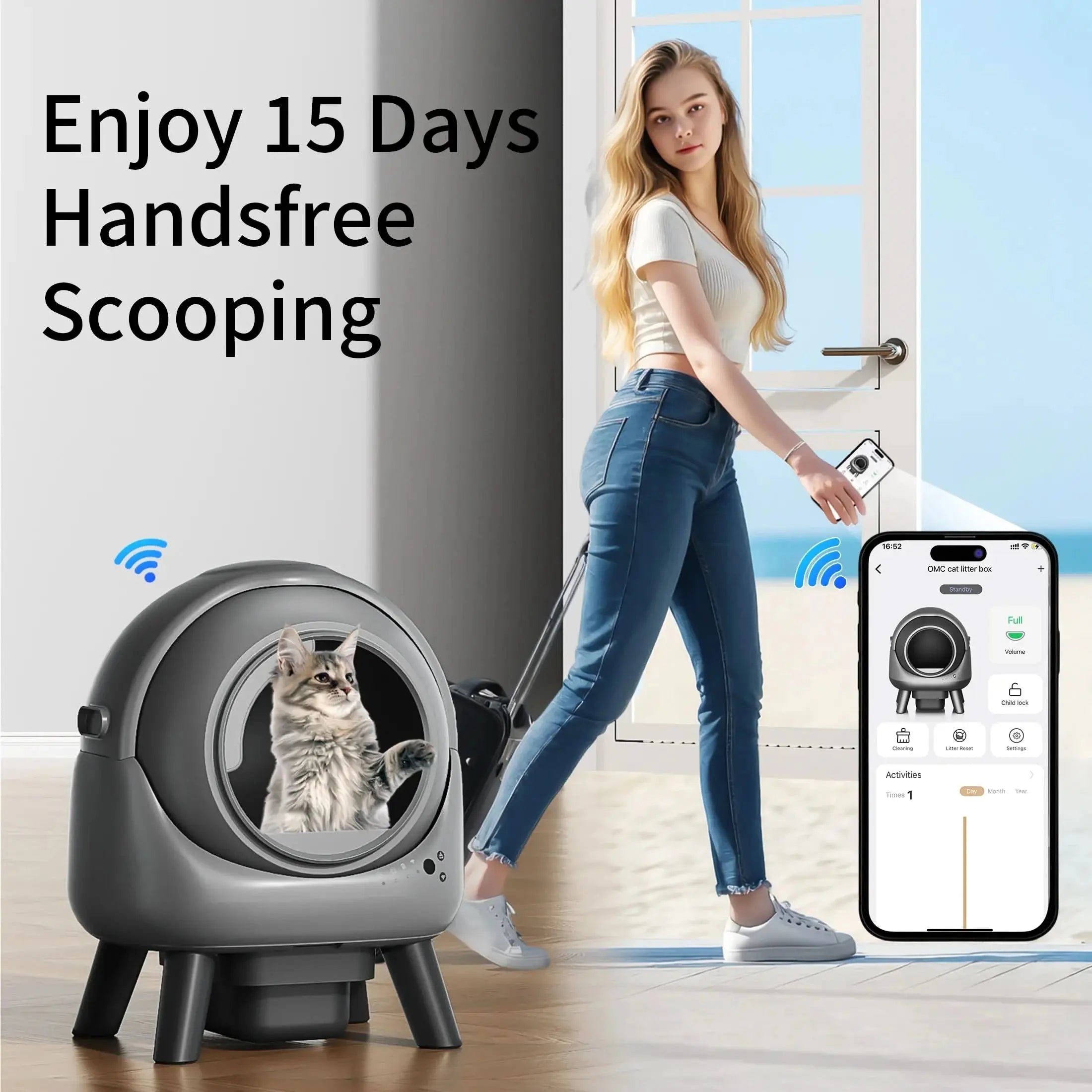 Automatic Cat Litter Box - Self-Cleaning Smart Litter Box with Odor Control Tektoty