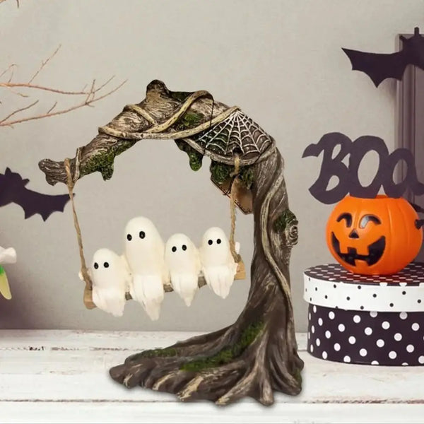 Charming Ghost Tree Swing Statue